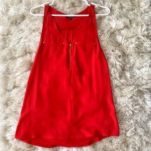 Express bright red tank with gold embellishments